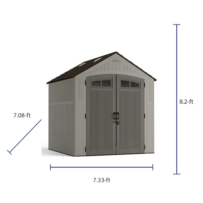 CRAFTSMAN 7-ft x 7-ft Modern Gray Gable Resin Storage Shed (Floor Included)