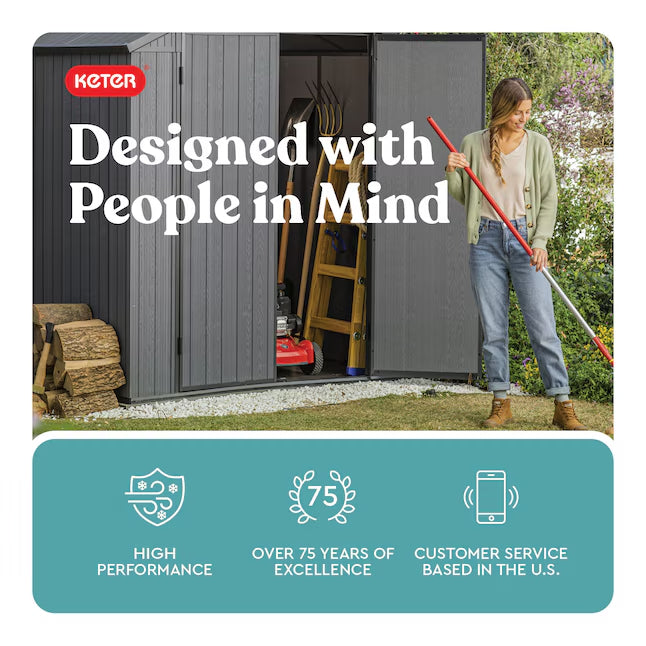 Keter 6-ft x 4-ft Darwin Gray Gable Resin Storage Shed (Floor Included)