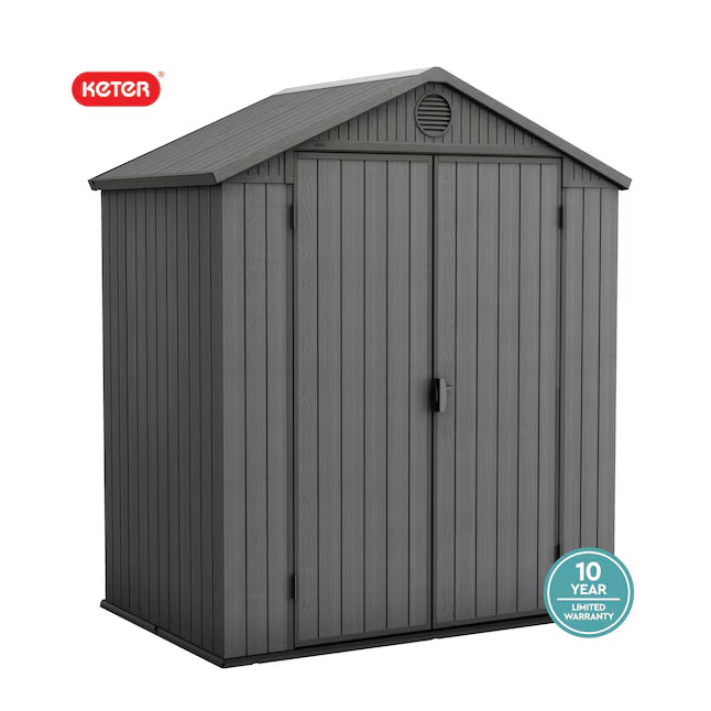Keter 6-ft x 4-ft Darwin Gray Gable Resin Storage Shed (Floor Included)