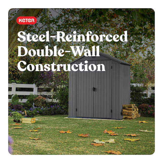 Keter 6-ft x 4-ft Darwin Gray Gable Resin Storage Shed (Floor Included)