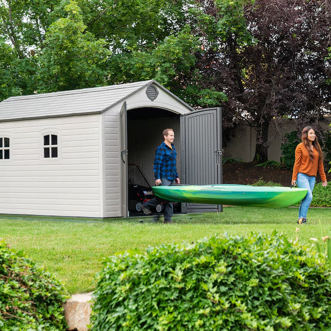LIFETIME PRODUCTS 8-ft x 15-ft Brown Gable Resin Storage Shed (Floor Included)