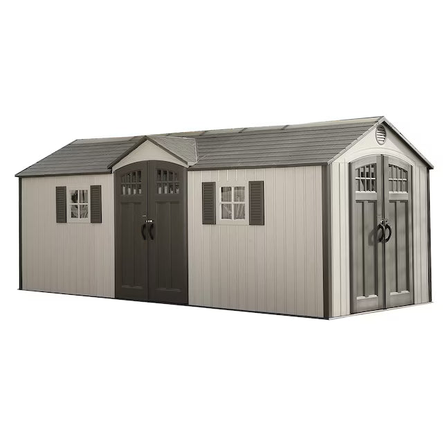 LIFETIME PRODUCTS 8-ft x 20-ft Classic Shed Brown Gable Resin Storage Shed (Floor Included)